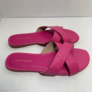 Stuart Weitzman Roza Criss Cross Leather Sandals Women’s Size 9 Slip On Slide